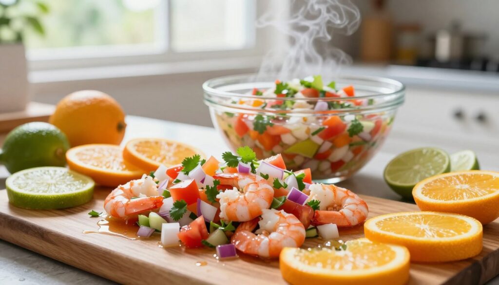 authentic ceviche preparation with fresh citrus and seafood
