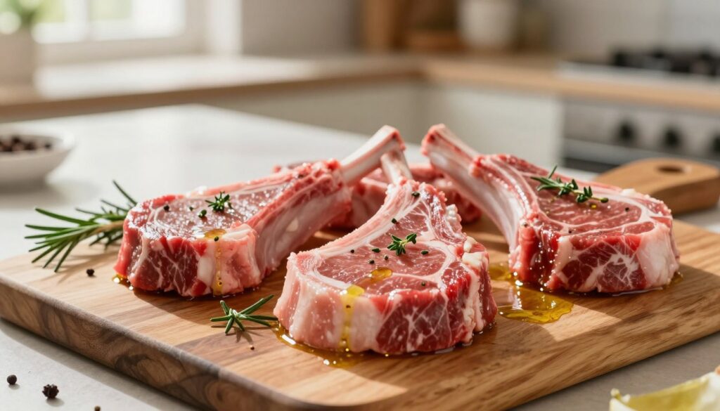bone-in lamb steaks ready for cooking