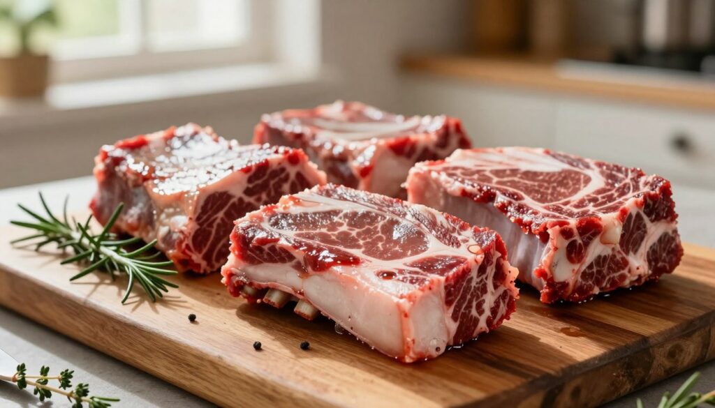 boneless short ribs from chuck showing marbling and texture