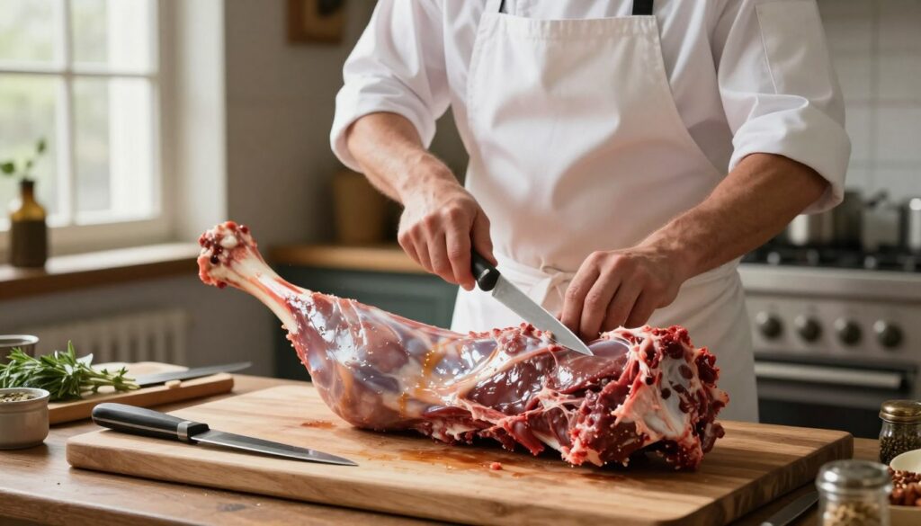 deboning leg of lamb for spit roasting