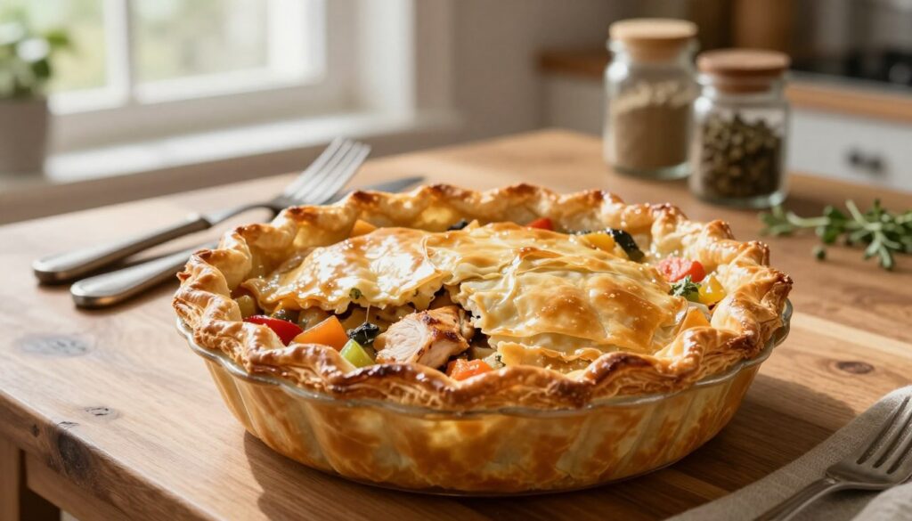 flaky phyllo crust chicken pot pie