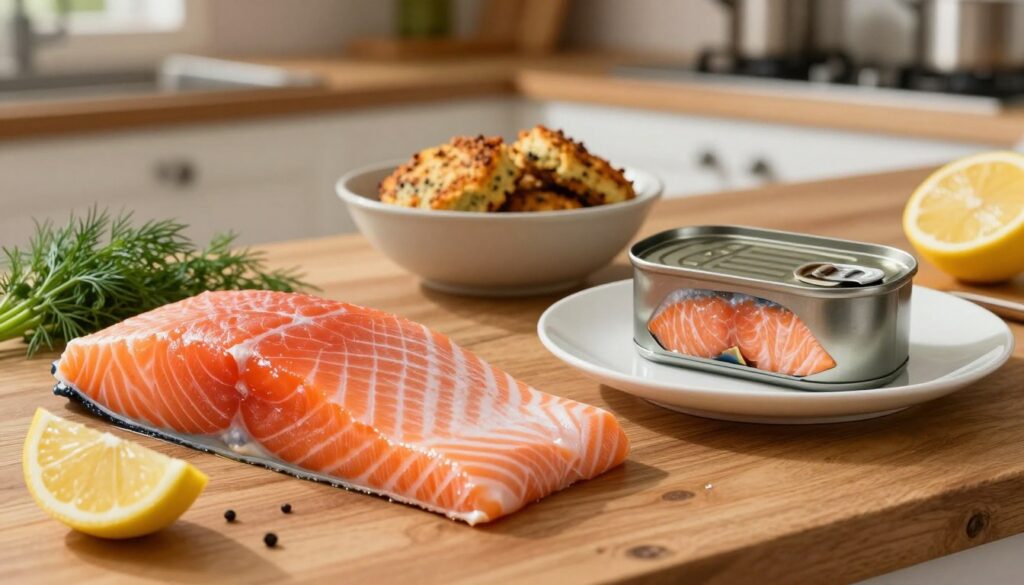 fresh salmon vs canned salmon comparison for salmon cakes