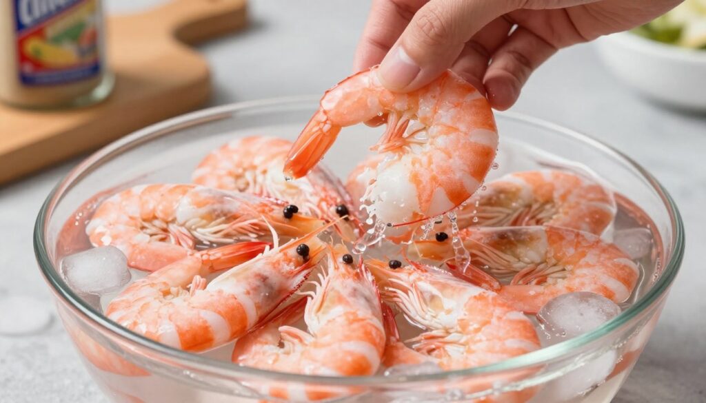 frozen shrimp recipe preparation in cold water